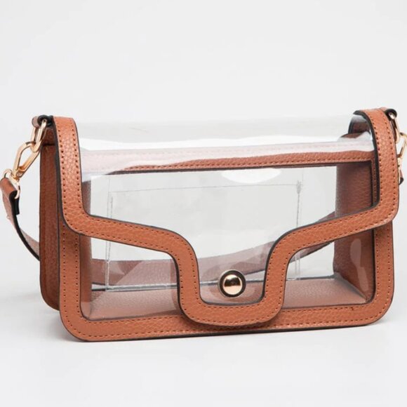 NWT TAN Stadium Approved Clear Crossbody Shoulder Bag Gameday & Concert - Picture 1 of 6